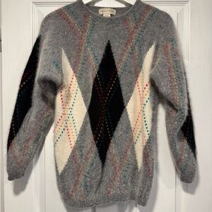 Vintage Casual Corner Argyle Angora Sweater